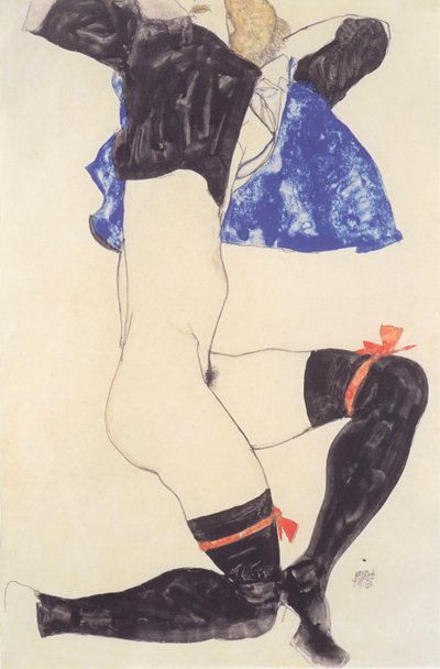 Reclining Half-Nude with Black Stockings by Egon Schiele
